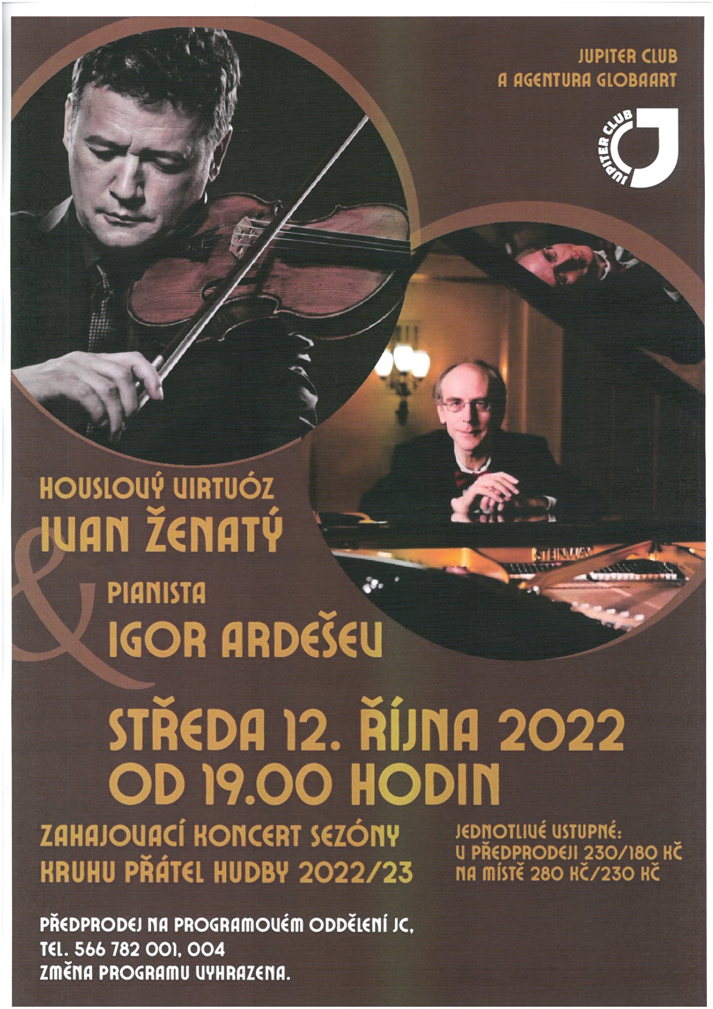 Houslový virtuóz Ivan Ženatý s pianistou Igorem Ardaševem