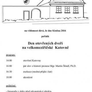 DEN OTEVŘENÝCH DVEŘÍ NA VELKOMEZIŘÍČSKÉ KATOVNĚ