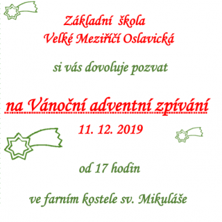 Vánoční adventní zpívání ZŠ Oslavická