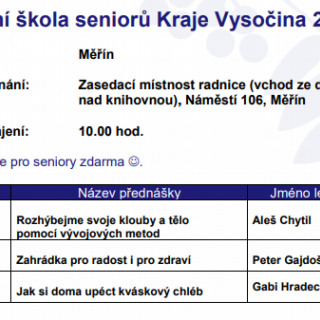 Letní škola seniorů Kraje Vysočina 2019 - Jak si doma u...