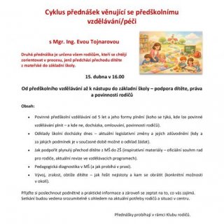 Cyklus přednášek věnující se předškolnímu vzdělávání/pé...