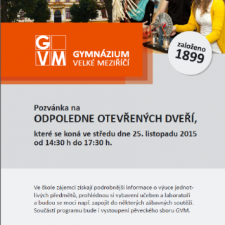 ODPOLEDNE OTEVŘENÝCH DVEŘÍ