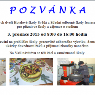 DEN OTEVŘENÝCH DVEŘÍ HOTELOVÉ ŠKOLY SVĚTLÁ A STŘEDNÍ OD...