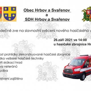 Svěcení hasičského auta v Hrbově