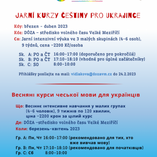 Jarní kurzy češtiny pro ukrajince