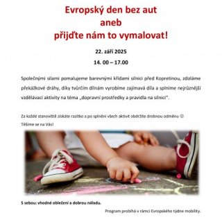EVROPSKÝ DEN BEZ AUT ANEB PŘIJĎTE NÁM TO VYMALOVAT!